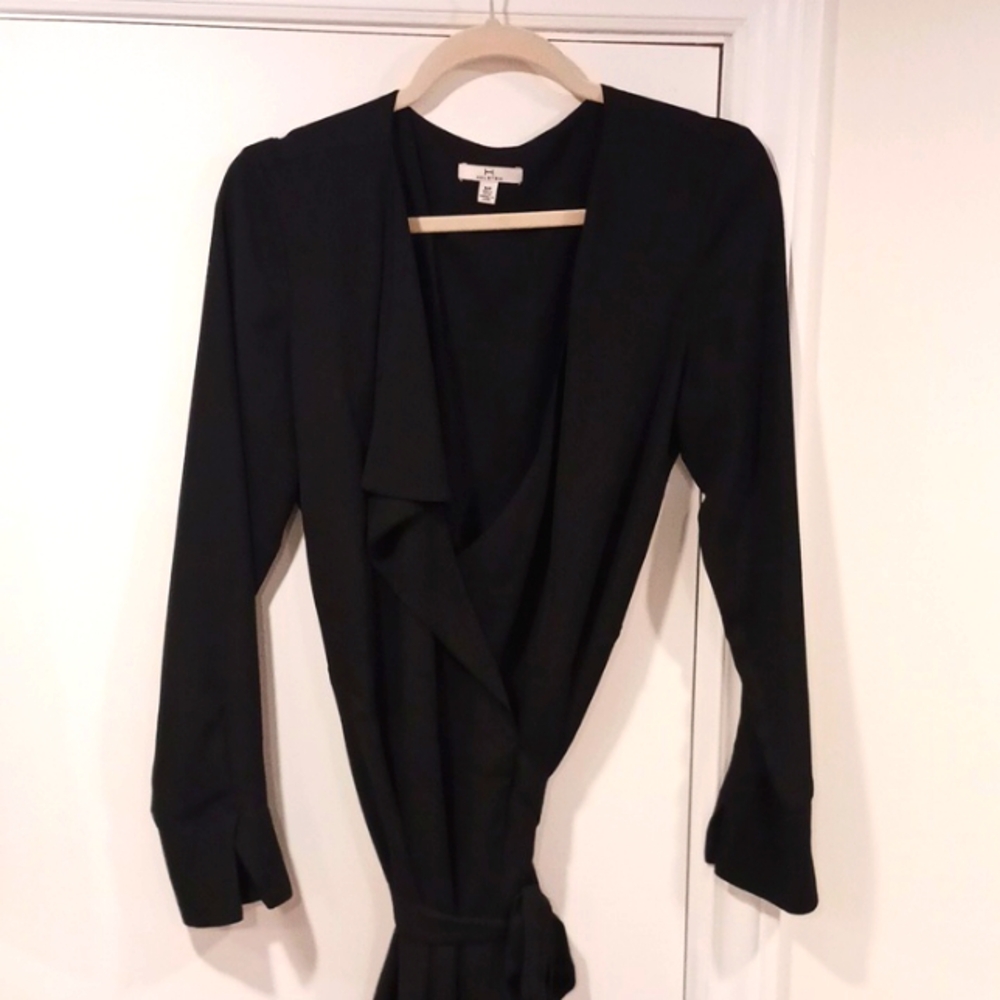H Halston classic black wrap dress